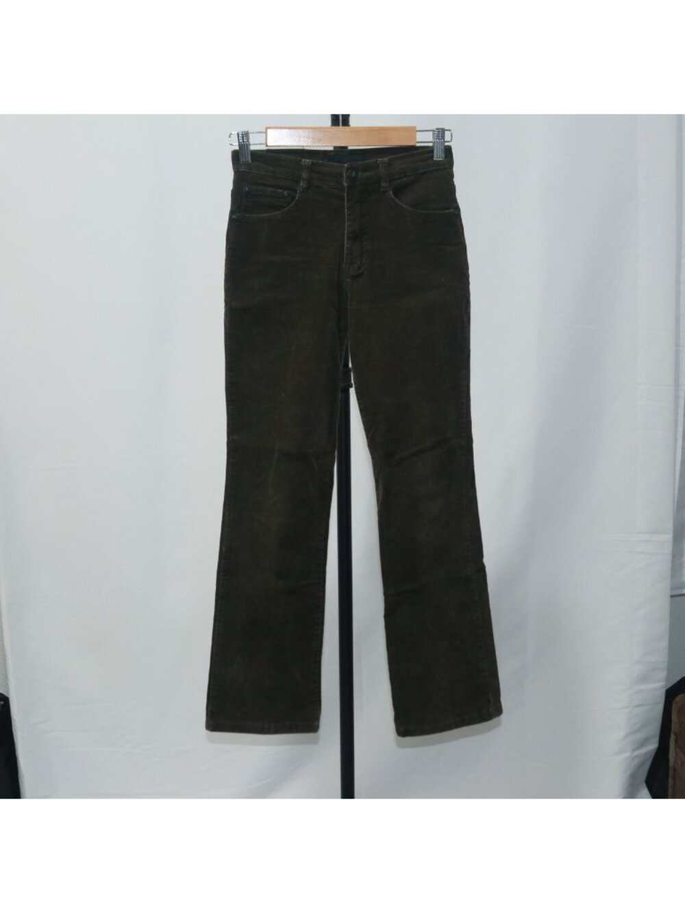 YSL Womens Vintage Corduroy Pants Brown Low Rise Size 27